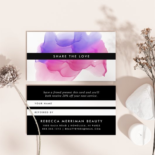 Modern Magenta Waterverf Blot | Verwijzing Kaart