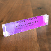 Modern Magenta Waterverf Desk Naambordje (Zijkant)