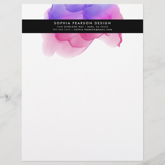 Modern Magenta Waterverf Logo Briefhoofd (Voorkant)