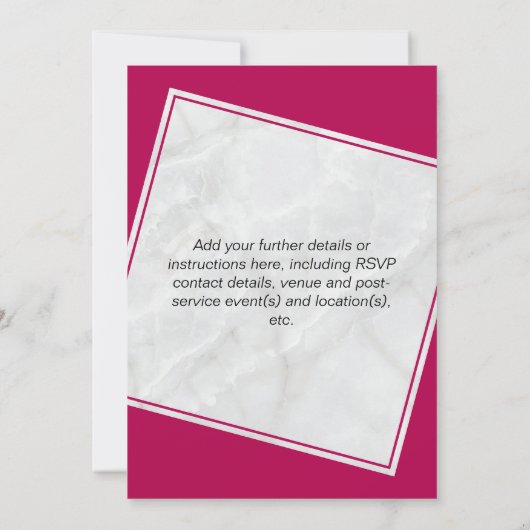 Modern Magenta Wedding Kaart (Achterkant)