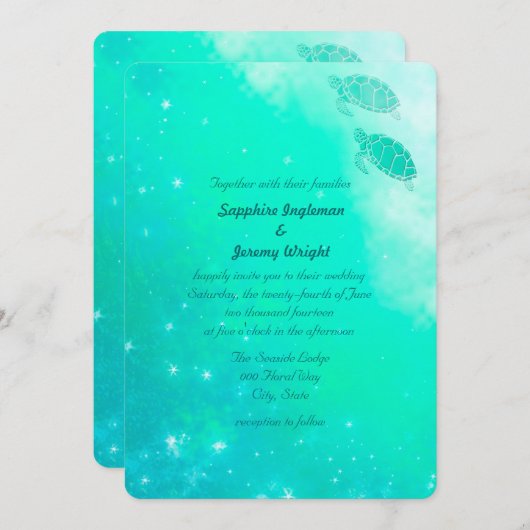 Modern Magical Ocean Beach bruiloft uitnodigt Kaart (Voorkant / Achterkant)