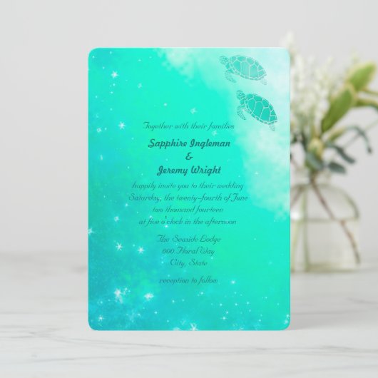 Modern Magical Ocean Beach bruiloft uitnodigt Kaart (Staand voorkant)