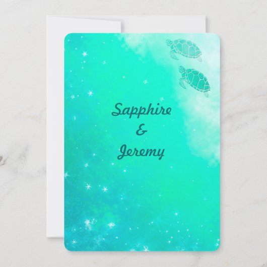 Modern Magical Ocean Beach bruiloft uitnodigt Kaart (Achterkant)