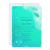 Modern Magical Ocean Beach bruiloft uitnodigt