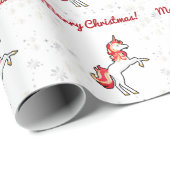 Modern Magical Unicorn Snowflakes Merry Kerstry  Cadeaupapier (Rol Hoek)