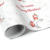 Modern Magical Unicorn Snowflakes Name Merry Xmas Cadeaupapier (Rol Hoek)