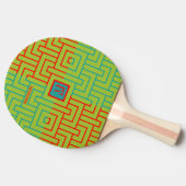 Modern Magneta Green Geometric Pattern Monogram Tafeltennisbatje (Zijkant)