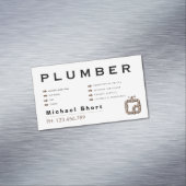 Modern Magnetic Black & Brown Plumber Magnetisch Visitekaartje (Voorbeeld)