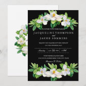 Modern Magnolia Blossom Floral WreatWaterverf Kaart (Voorkant / Achterkant)