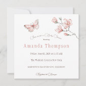 Modern Magnolia Blush Pink Butterfly Baby shower (Voorkant)