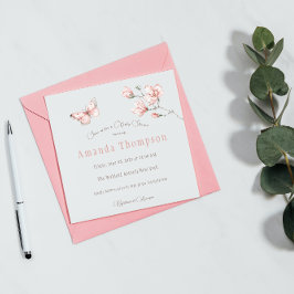 Modern Magnolia Blush Pink Butterfly Baby shower