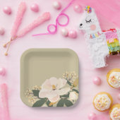 Modern Magnolia Floral Bouquet Custom Papieren Bordje (Feest)