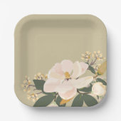 Modern Magnolia Floral Bouquet Custom Papieren Bordje (Voorkant)