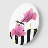 Modern Magnolia-Roos met zwarte en witte strepen Grote Klok (Hoek)