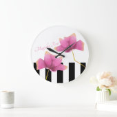 Modern Magnolia-Roos met zwarte en witte strepen Grote Klok (Huis)
