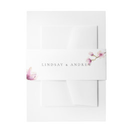 Modern Magnolia Wedding Belly Band Uitnodigingen Wikkel