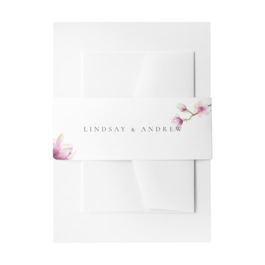 Modern Magnolia Wedding Belly Band Uitnodigingen Wikkel (Voorkant Voorbeeld)