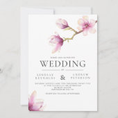 Modern Magnolia Wedding Invitation Kaart (Voorkant)