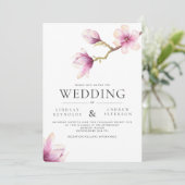 Modern Magnolia Wedding Invitation Kaart (Staand voorkant)