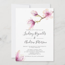 Modern Magnolia Wedding Invitation Kaart