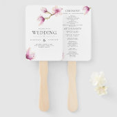 Modern Magnolia Wedding Programme Hand Fan Handwaaier (Voorkant en achterkant)