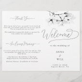 Modern Magnolia Zwart Wit Classy Trouwprogramma (Voorkant)