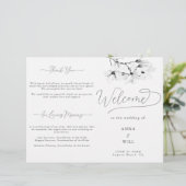 Modern Magnolia Zwart Wit Classy Trouwprogramma (Staand voorkant)