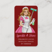 Modern Maid House Cleaning Housekeeping Style Visitekaartje (Voorkant)