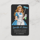 Modern Maid House Cleaning Services Housekeeping Visitekaartje (Voorkant)
