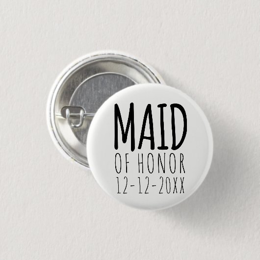 Modern Maid of Honor Bridal Party Wedding Button (Voorkant /achterkant)