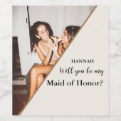 Modern Maid of Honor voorstel Wil je mijn Wijn Etiket (Enkel label)