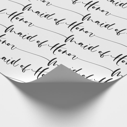 Modern Maid of Honor Wrapping Paper in Black White Cadeaupapier (Hoek)
