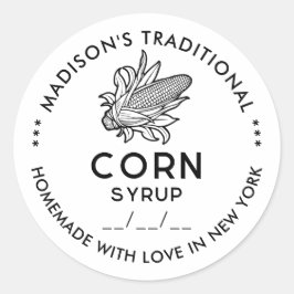 Modern maisstroop label met zwarte en witte kolf 