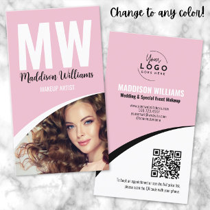 Modern Make-up Foto Logo Roze Monogram Visitekaartje