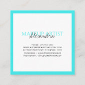 Modern make-up tekenaar turquoise vierkante visitekaartje (Achterkant)