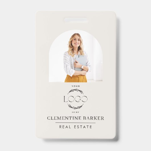 Modern Makelaar Naam Badge met Foto Arch Elegant (Voorzijde)