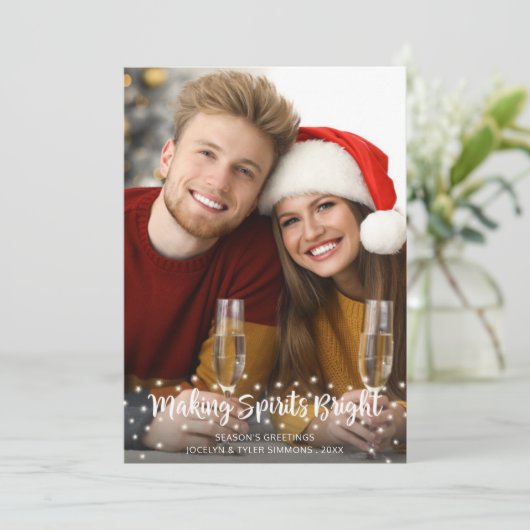 Modern MAKEND GEESTEN HELDERE scriptlichten Feestdagenkaart (Staand voorkant)