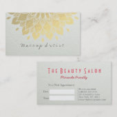 Modern Makeup Artist Elegant Faux Gold Foil Floral Afsprakenkaartje (Voorkant / Achterkant)