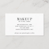 Modern Makeup Artist Foto Business Visitekaartje (Achterkant)