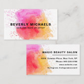 Modern Makeup Artist Hair Salon Waterverf Splash Visitekaartje (Voorkant / Achterkant)
