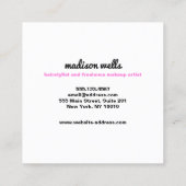 Modern Makeup Artist Pink Sequin Lips Square Vierkante Visitekaartje (Achterkant)