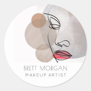 Modern Makeup Artist Square Visitekaartje Ronde Sticker