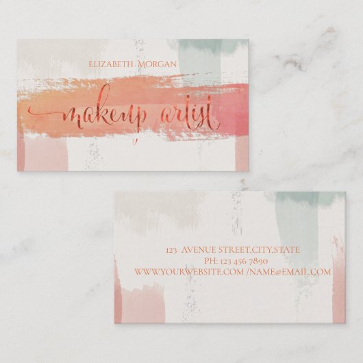 Modern Makeup Artist Waterverf Penseel Slag Visitekaartje (Voorkant / Achterkant)