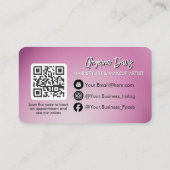 Modern makeup bold purple photo qr code visitekaartje (Achterkant)