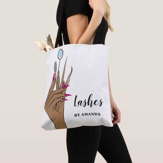 Modern Makeup Eyebrow Eyes Lashes Girly Tote Bag (Dichtbij)