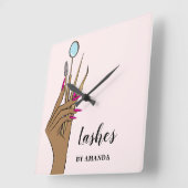 Modern Makeup Eyebrow Eyes Lashes Girly Vierkante Klok (Hoek)