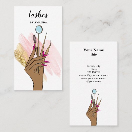 Modern Makeup Eyebrow Eyes Lashes Girly Visitekaartje (Voorkant / Achterkant)