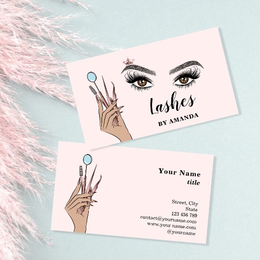 Modern Makeup Eyebrow Eyes Lashes Girly Visitekaartje