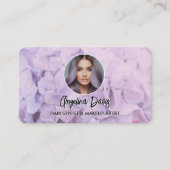 Modern makeup floral purple photo qr code visitekaartje (Voorkant)