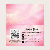 Modern makeup pink photo qr code visitekaartje (Binnenkant ongevouwen)